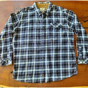 Legendary Whitetails Buck Camp Flannel Shirt Mens 3XT Blue Brown Plaid Tall